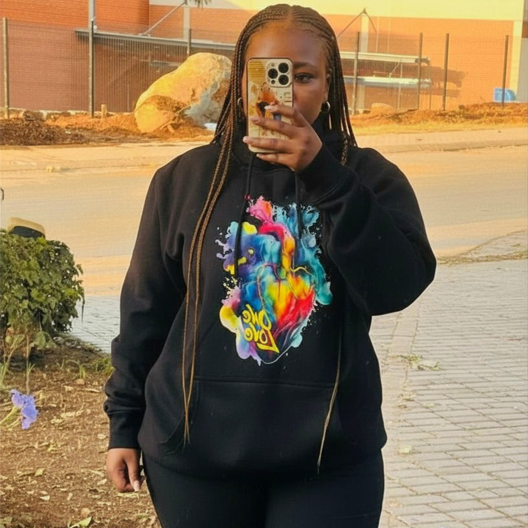 One Love Heart Graphic Pullover Hoodie
